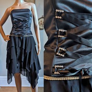 Jessica McClintock Black Strapless Midi Dress